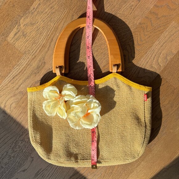 Vintage Miss Sixty Wicker Bag with Flowers & Yellow Trim - Picture 13 of 13